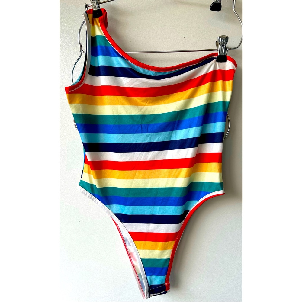 Rainbow striped body suit